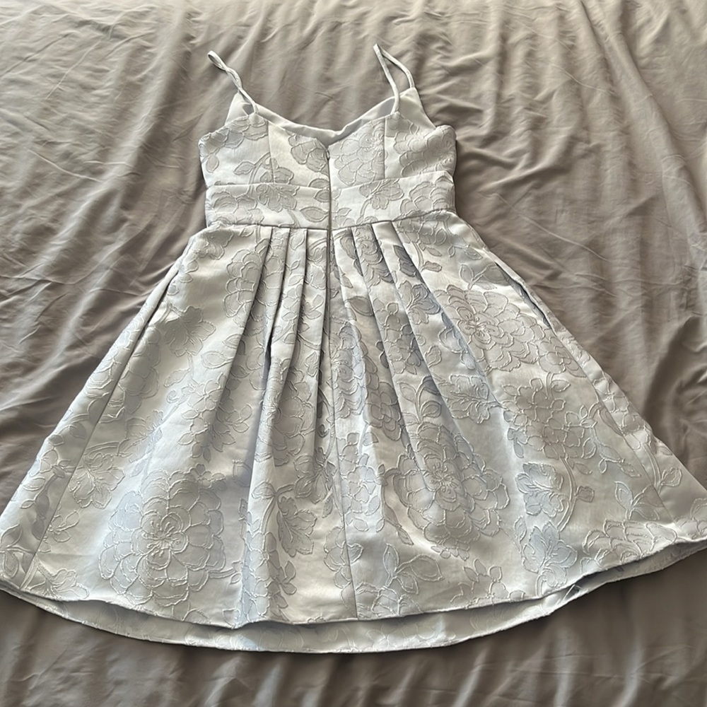 David's Bridal Light Gray Floral Prom Dress - Picture 5 of 8